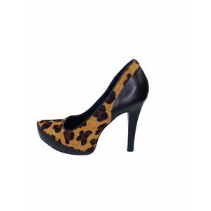 Gianni Bini Leopard Platform Heels Real Calf Hair & Leather 7.5M excellent!